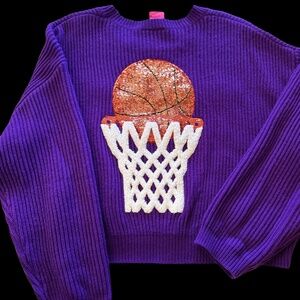💜🏀 Queen of Sparkles Purple “Nothin’ But Net” sweater